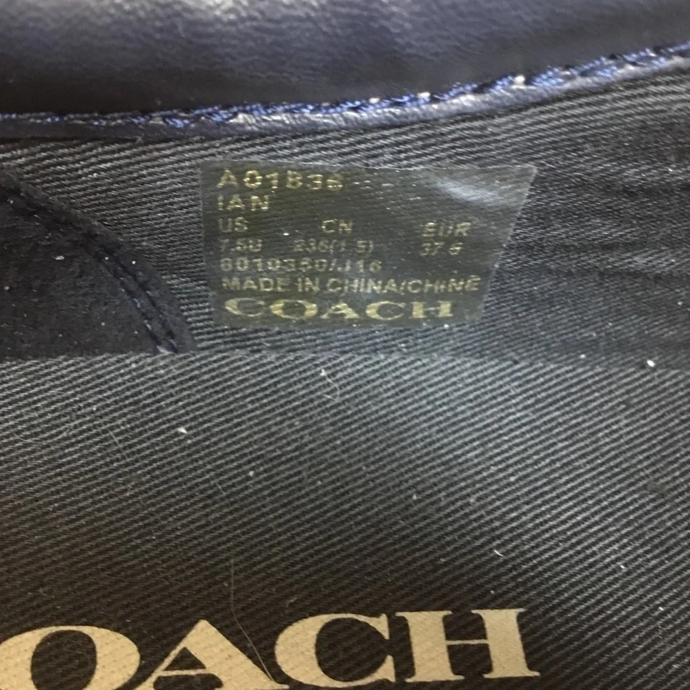 New Coach Ian Mirror Suede Metallic/Navy Low Top Shoe Size 7.5B Preppy Quiet Lux